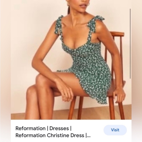 Reformation Green Floral Mini Dress - Picture 2 of 16